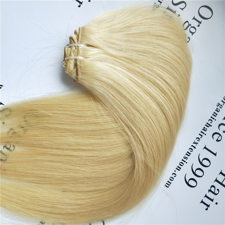 Double drawn human hair extension clip in hair extension at a competitive price C9